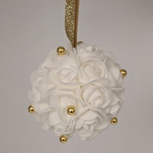 Boules blanche avec perles or (lot de 2)
