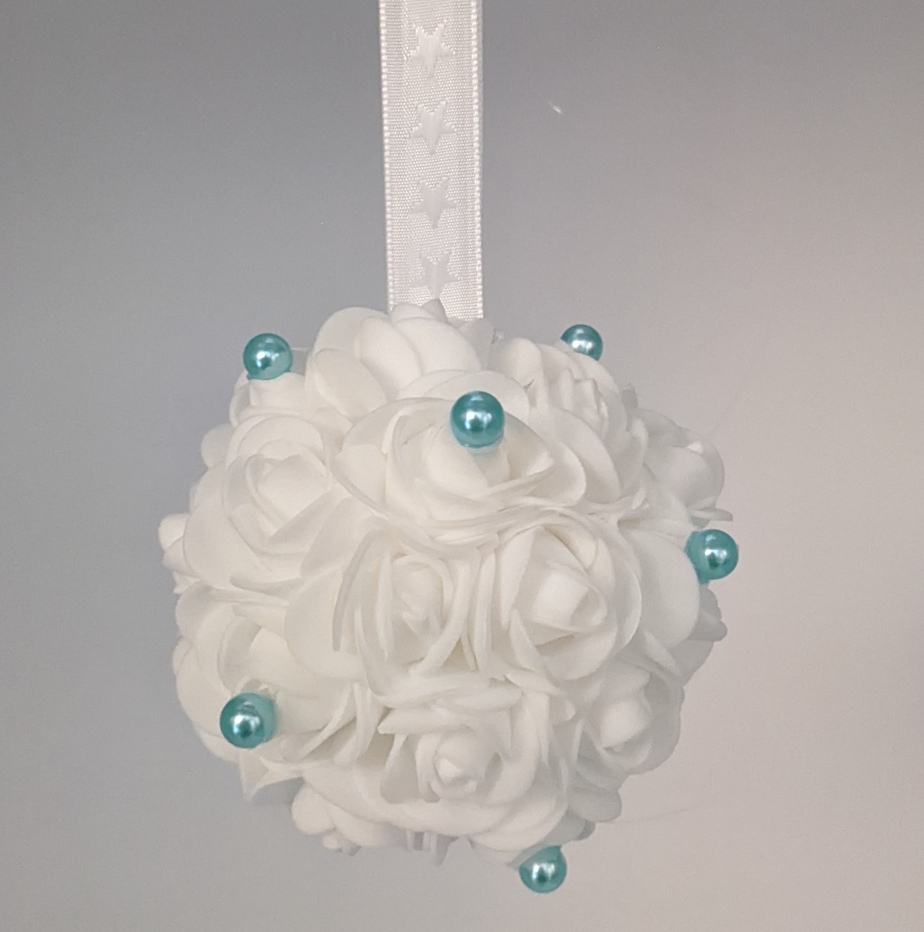 Boules blanche avec perles bleues (Lot de 2)