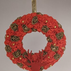 Couronne de Noël rouge et or