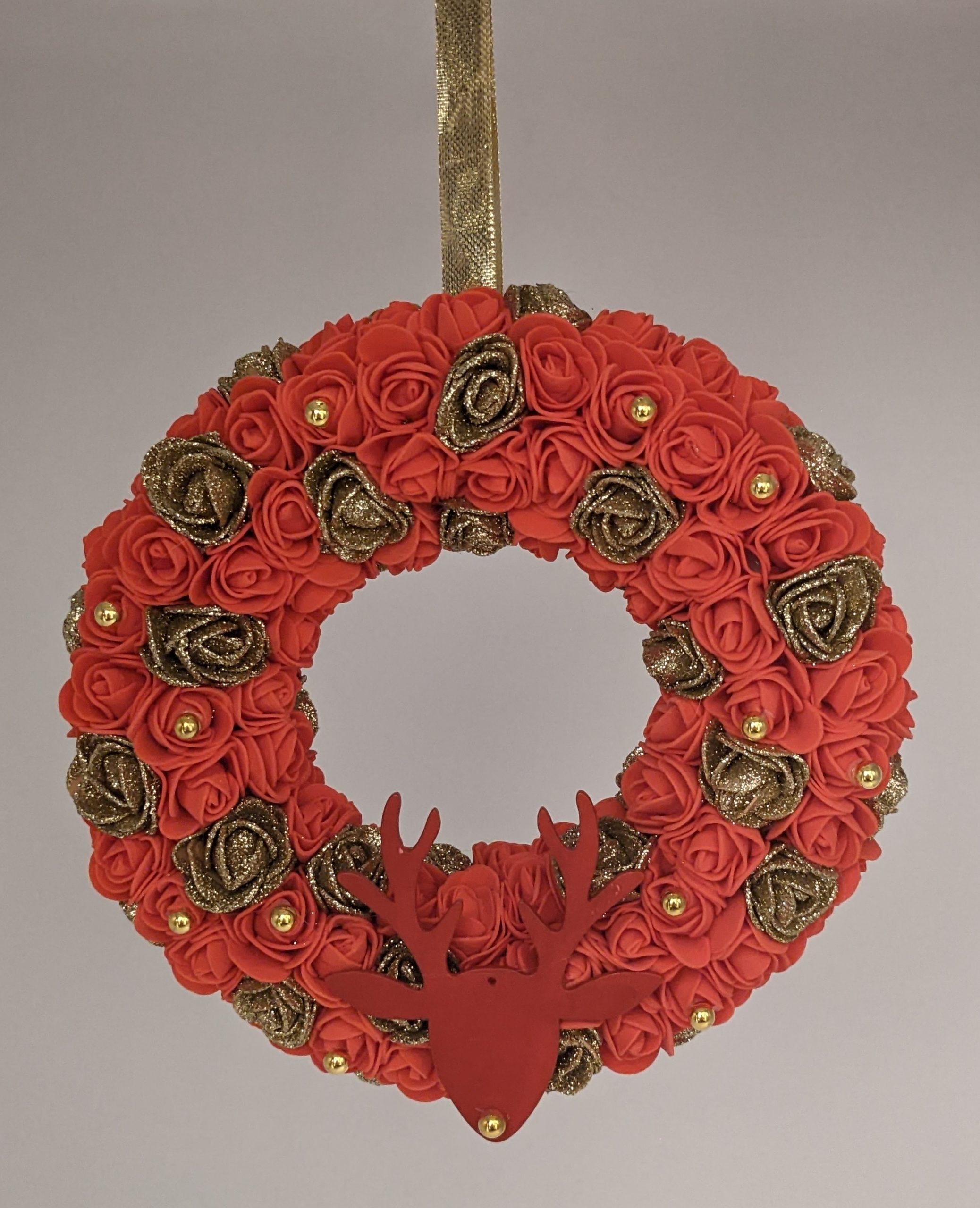 Couronne de Noël rouge et or