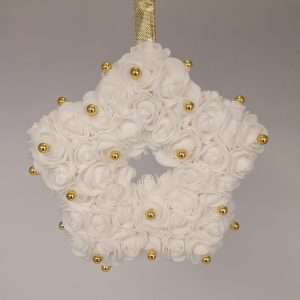 Etoile blanche avec perles or