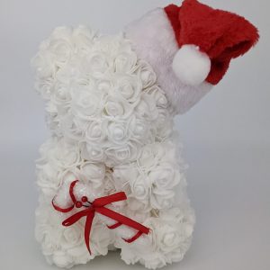 Ourson Noël blanc avec son bonnet et son sucre d'orge