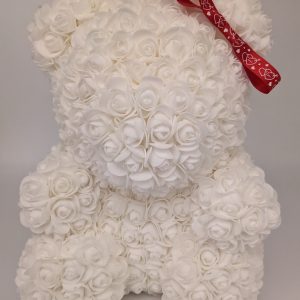 Ours blanc "St Valentin" avec son nœud rouge