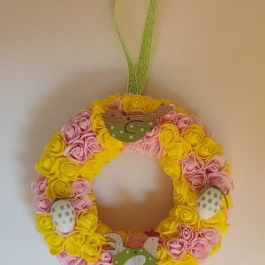 Couronne de Pâques jaune et rose clair