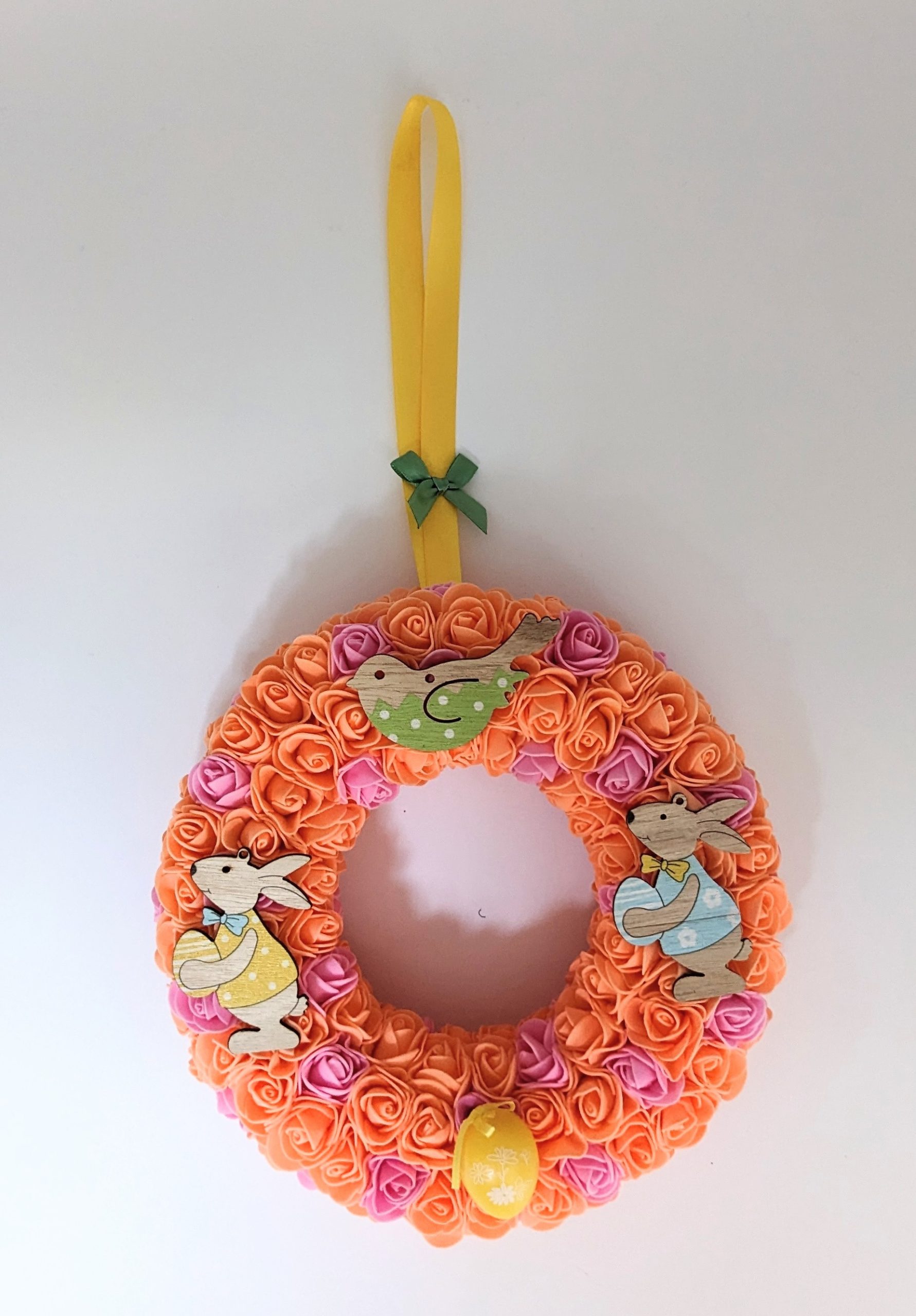 Couronne de Pâques orange et rose fuchsia