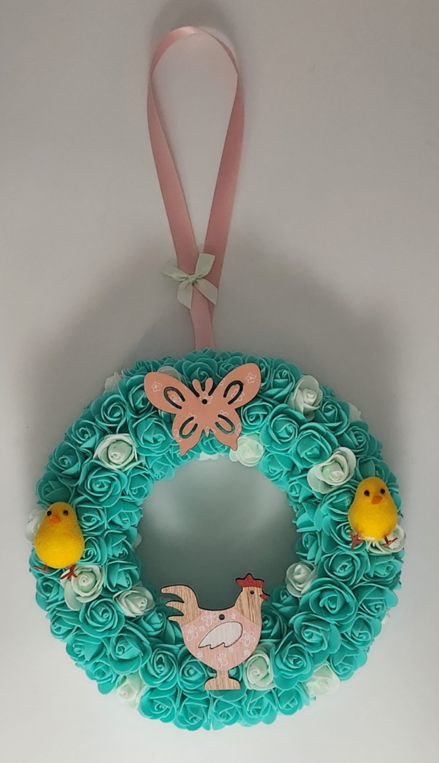 Couronne de Pâques vert menthe et vert d'eau
