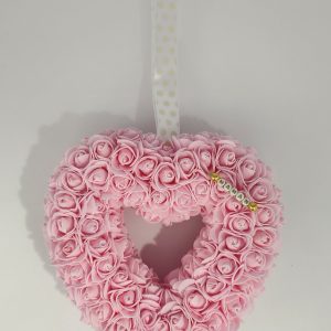 Cœur rose "Fête des Mères" avec son ruban blanc